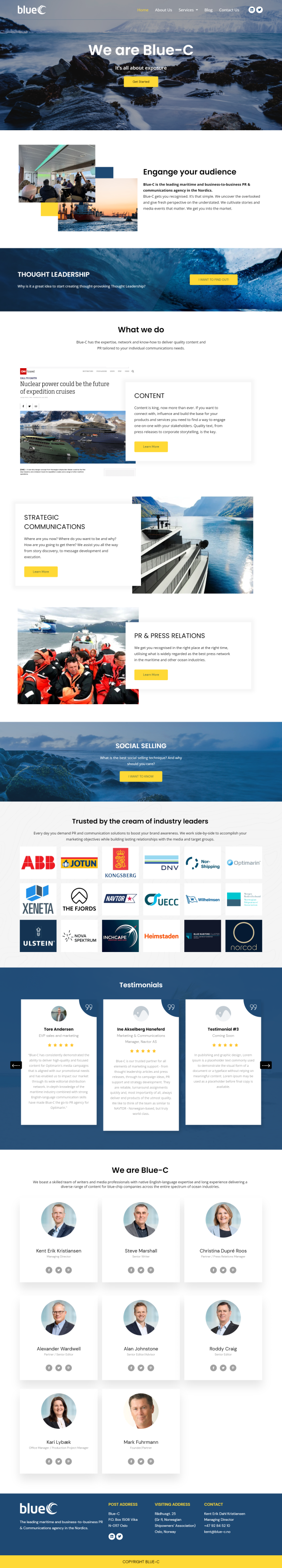 Blue C Press Room — web design screenshot