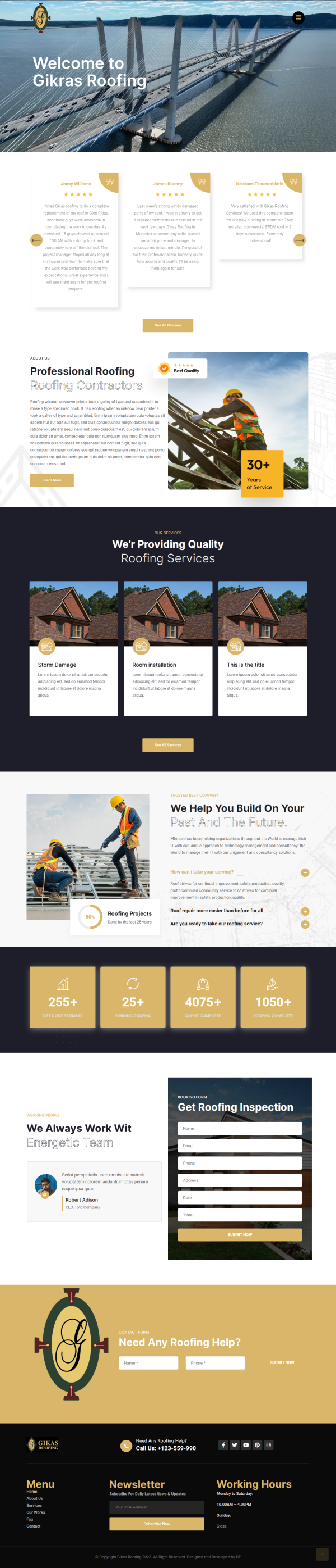 Gikas Roofing — web design screenshot