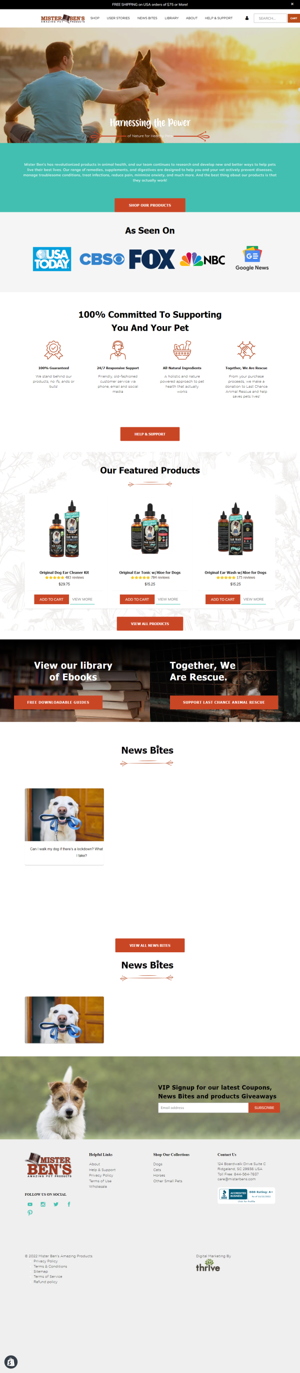 Mister Ben's — web design screenshot