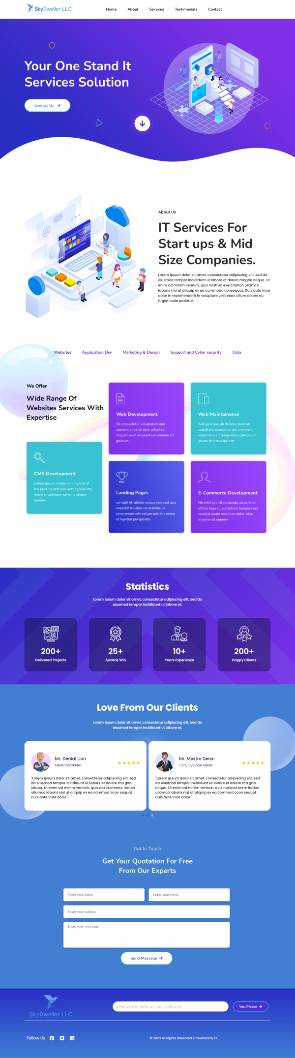 Sky Dweller LLC — web design screenshot