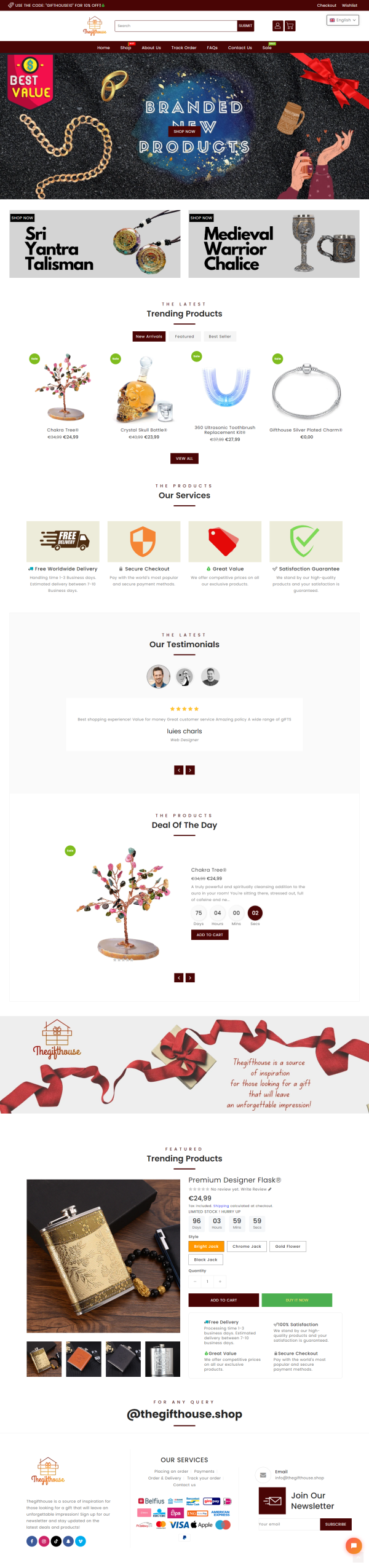 The Gift House — web design screenshot